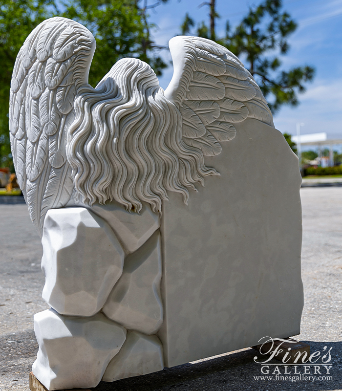 Marble Memorials  - Weeping Angel Headstone - MEM-486